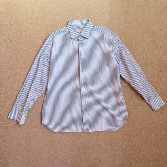 Ermenegildo Zegna Striped 100% Cotton Regular Fit Button-Down Shirt Men’s 18/46 - Picture 1 of 9